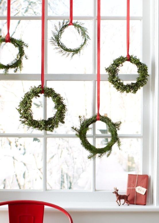 Display multiple wreaths for Christmas