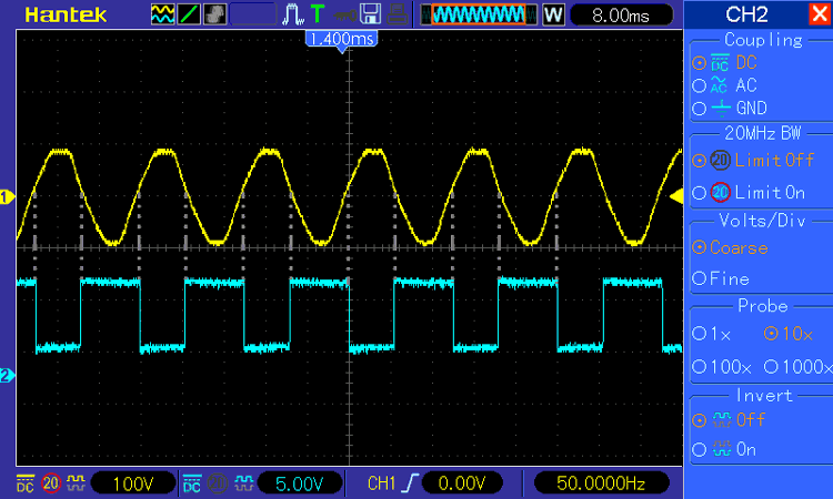 Op-amp based Zero Crossing Detector Circuit Output Waveform