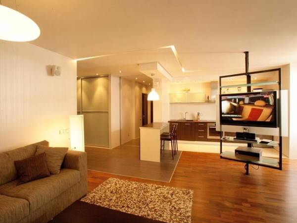 Современный дизайн однокомнатной квартиры: освещение