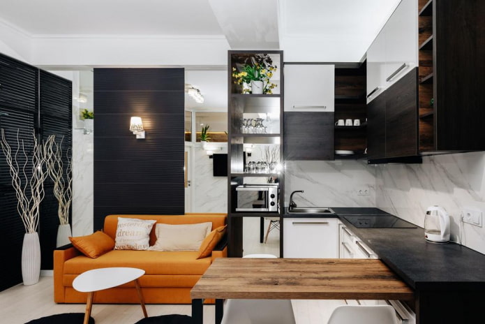 дизайн кухни-гостиной 15 квадратов