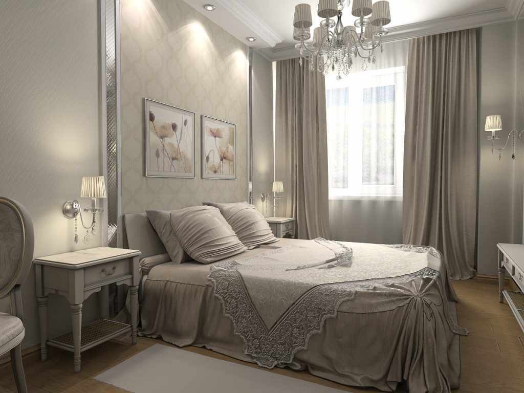 идея красивого стиля узкой спальни
