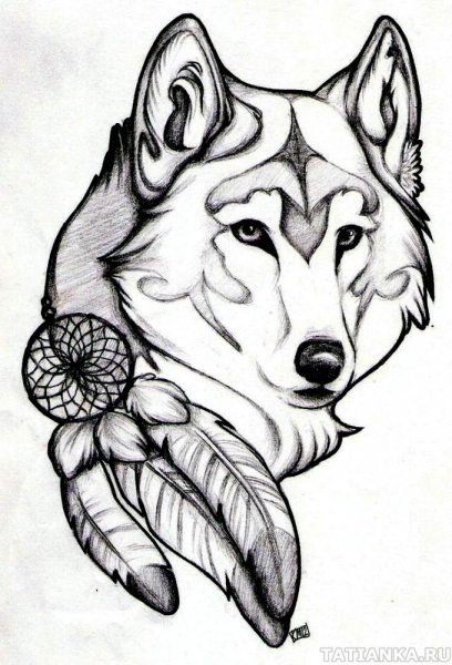 Резьба по дереву - рисунок волка