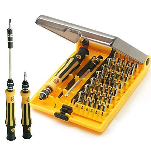 JACKLY 45 in 1 Mini Screwdriver Set Professional Portable Opening Tool Compact Small Precision Screwdriver Kit Set with Tweezers & Extension Shaft for Precise Repair or Maintenance JK6089-A