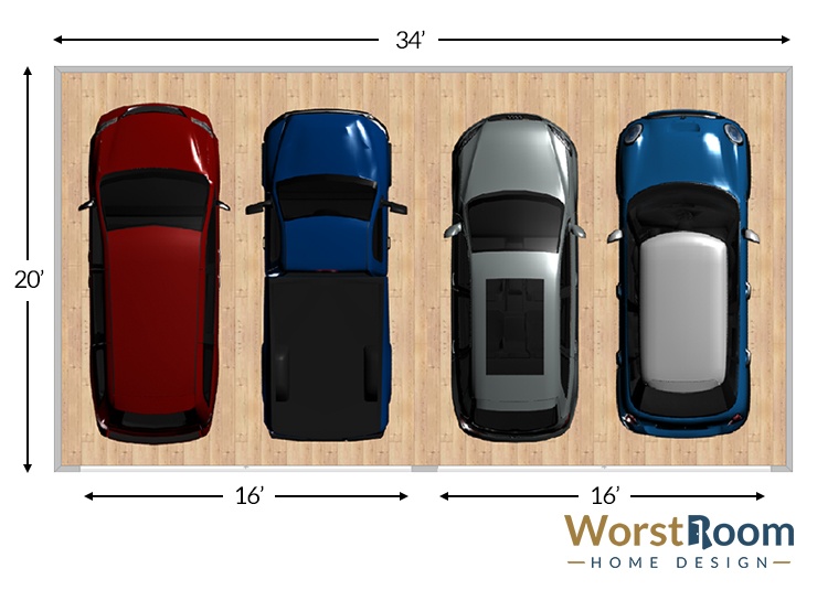 four car garage dimensions