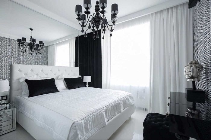 вариант красивого дизайна спальни в белом цвете