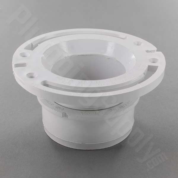 PVC toilet flange with adjustable threaded flush-fit connection